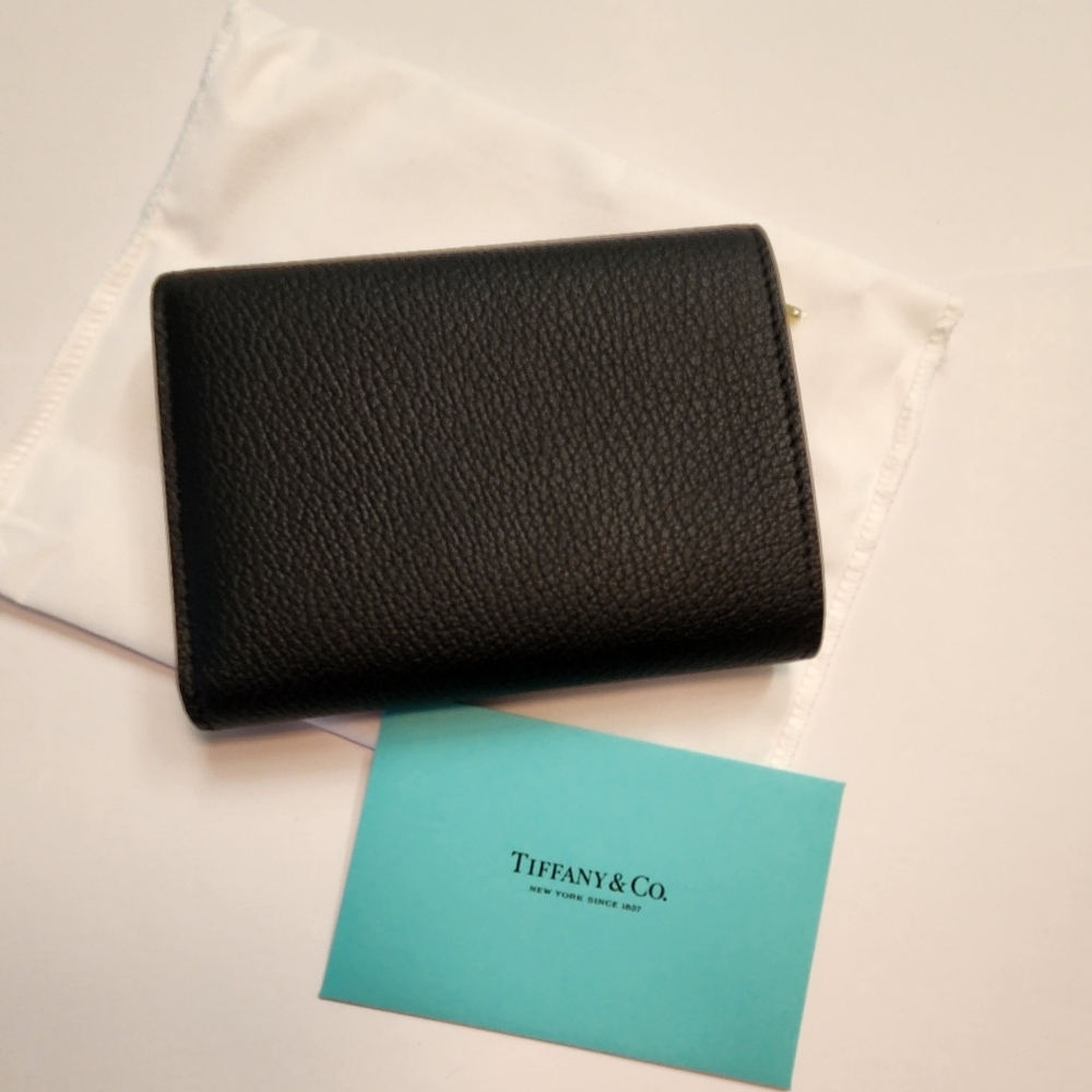 Tiffany & Co. Black Leather Wallet with Gold Accent - Picture 3 of 5